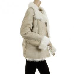 Pre Owned Versace Versus Beige Leather and Suede Fur Coat L