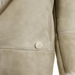 Pre Owned Versace Versus Beige Leather and Suede Fur Coat L