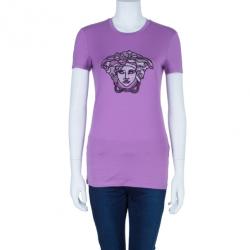 Pre Owned تي شيرت فيرساتشي ميديوسا مرصعة أرجواني M