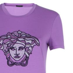 Pre Owned تي شيرت فيرساتشي ميديوسا مرصعة أرجواني M