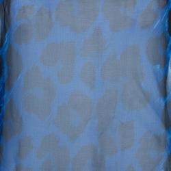 مملوكة مسبقًا Versace Blue Animal Floral Silk Top M