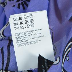 مملوكة مسبقًا قميص فيرساتشي كم طويل أزرار أمامية حرير بنفسجي منقوش S