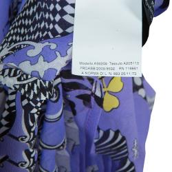 مملوكة مسبقًا قميص فيرساتشي كم طويل أزرار أمامية حرير بنفسجي منقوش S