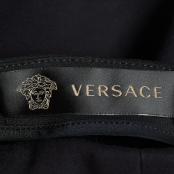 Pre Owned Versace Black Crepe Drape Detail Pencil Skirt L
