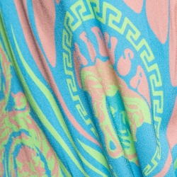 Pre Owned Versace Green Printed Crepe Long Sleeve Bodysuit S