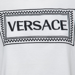 Pre Owned Versace White Cotton Vintage Logo T-Shirt M