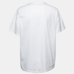 Pre Owned Versace White Cotton Vintage Logo T-Shirt M