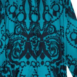 Pre Owned Versace Green Pixel Printed Silk Shirt L