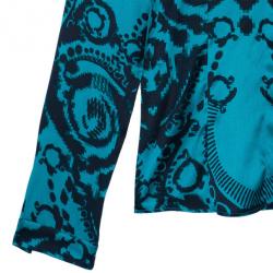 Pre Owned Versace Green Pixel Printed Silk Shirt L