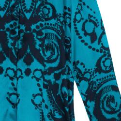 Pre Owned Versace Green Pixel Printed Silk Shirt L