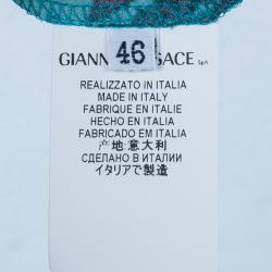 Pre Owned Versace Green Pixel Printed Silk Shirt L