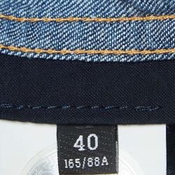 Pre Owned Versace Navy Blue Logo Print Denim Oversized Shirt S