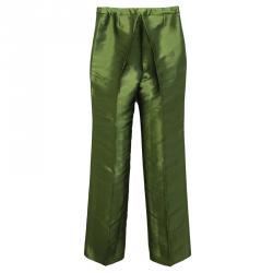 مملوكة مسبقًا Versace Green Satin Finish Tailored Trousers S