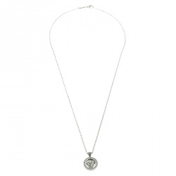 Pre Owned Versace Medusa Diamond 18k White Gold Medallion Pendant Necklace 