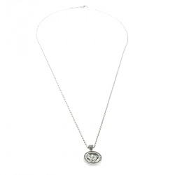 Pre Owned Versace Medusa Diamond 18k White Gold Medallion Pendant Necklace 