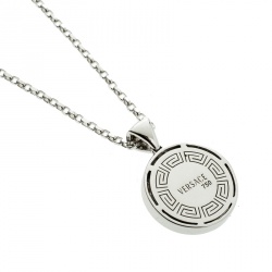 Pre Owned Versace Medusa Diamond 18k White Gold Medallion Pendant Necklace 