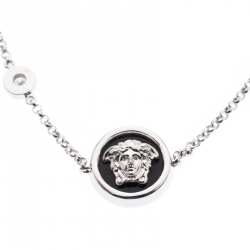 Pre Owned Versace Medusa Diamond 18k White Gold Bracelet 