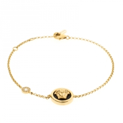 Versace Medusa Diamond 18k Yellow Gold Soft Charm Bracelet 