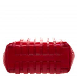 Versace Red Leather and Stripe Patent Leather Hobo