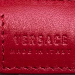 Versace Red Leather and Stripe Patent Leather Hobo
