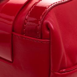 Versace Red Leather and Stripe Patent Leather Hobo