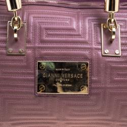 Versace Cedar Dark Beige Embossed Leather Braided Satchel