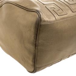 Pre Owned Versace Gold Leather Signature Boston Bag