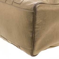 Pre Owned Versace Gold Leather Signature Boston Bag