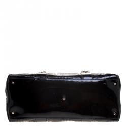 Pre Owned Versace Black Quilted Patent Leather Snap Out Of It Tote