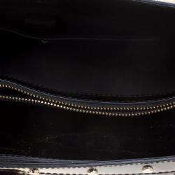 Pre Owned Versace Black Quilted Patent Leather Snap Out Of It Tote