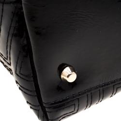 Pre Owned Versace Black Quilted Patent Leather Snap Out Of It Tote