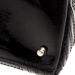 Pre Owned Versace Black Quilted Patent Leather Snap Out Of It Tote