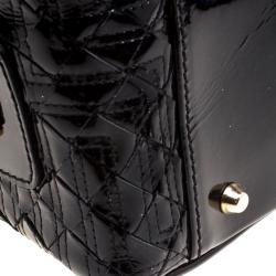 Pre Owned Versace Black Woven Patent Leather Snap Out Of It  Satchel