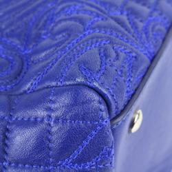 Pre Owned حقيبة كتف فيرساتشي تاليا فانيتاس جلد أزرق منقوش