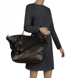 Pre Owned حقيبة فيرساتشي إليترا فانيتاس جلد رصاصي