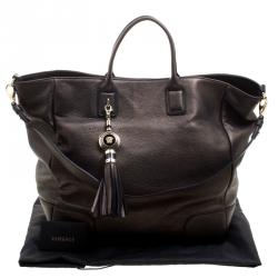 Pre Owned حقيبة فيرساتشي إليترا فانيتاس جلد رصاصي