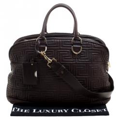 Versace Couture Dark Brown Leather Signature Top Handle Bag