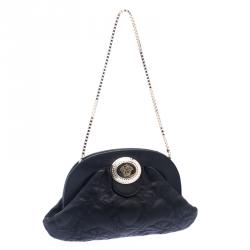 مملوكة مسبقًا حقيبة كلتش فيرساتشي جلد أسود بإطار