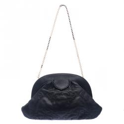 مملوكة مسبقًا حقيبة كلتش فيرساتشي جلد أسود بإطار