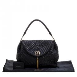 Versace Black Leather Medusa Top Handle Bag