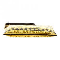 Pre Owned Versace Yellow Printed Nylon Cosmetic Pouch