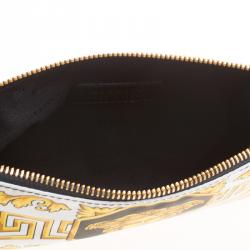 Pre Owned Versace Yellow Printed Nylon Cosmetic Pouch