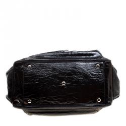 Versace Holographic Black Textured Patent Leather Satchel