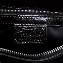 Versace Holographic Black Textured Patent Leather Satchel