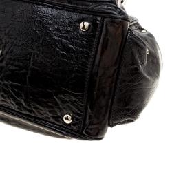 Versace Holographic Black Textured Patent Leather Satchel