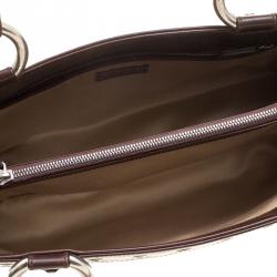 Pre Owned Versace Beige and Brown Medusa Embossed Leather Tote