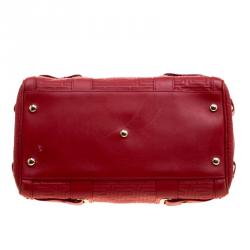 مملوكة مسبقًا Versace Red Quilted Leather Studded Satchel