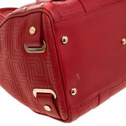 مملوكة مسبقًا Versace Red Quilted Leather Studded Satchel