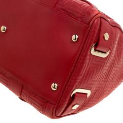 مملوكة مسبقًا Versace Red Quilted Leather Studded Satchel