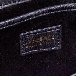 Pre Owned Versace Black Patent Leather Medusa Logo Chain Clutch